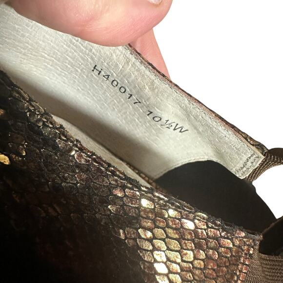 Ros Hommerson peep toe heel comfort size 10 1/2 Wide brown and gold snake skin - Picture 11 of 11